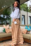 Bloc Stripe Wide Leg Pant Nutmeg & Cedar